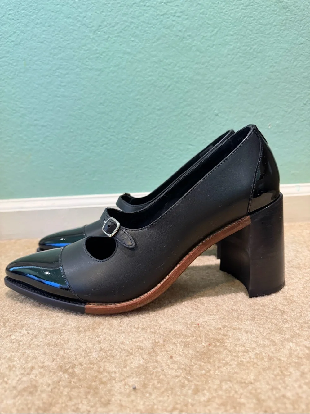 The Office of Angela Scott Miss Eliza Black Leather High Heel